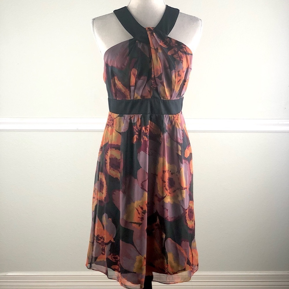 Limited Black Floral Halter Dress Size 6